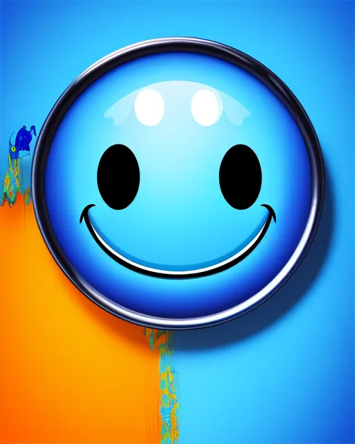 Blue smiley, digital painting,  digital illustration,  extreme detail,  digital art,  4k,  ultra hd