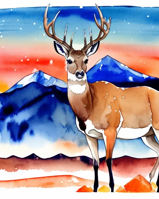 Buck Colored In Water Color Buck - Free AI Photo Generator - starryai