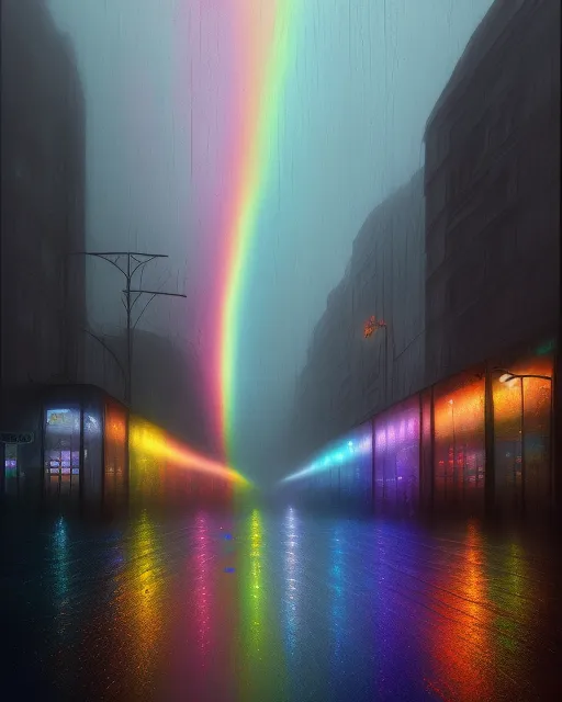 A rainbow thunderstorm neon over - Free AI Photo Generator - starryai