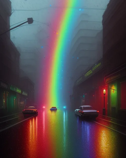A rainbow thunderstorm neon over - Free AI Photo Generator - starryai