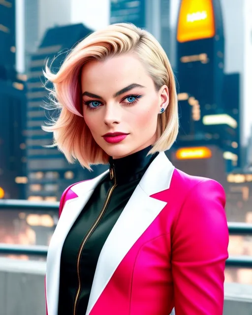 Harlequin Margot Robbie a futuristic - AI Photo Generator - starryai