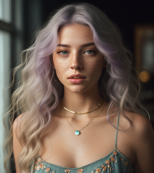 AI Art Generator: Beautiful woman, curvy body, long hair, full body