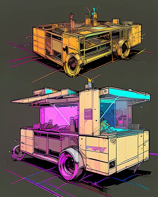 Laserpunk hotdog vendor cart