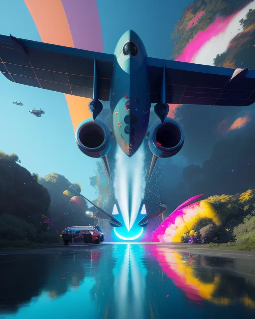 Flying through portal into new dimensions, colorful, splash art