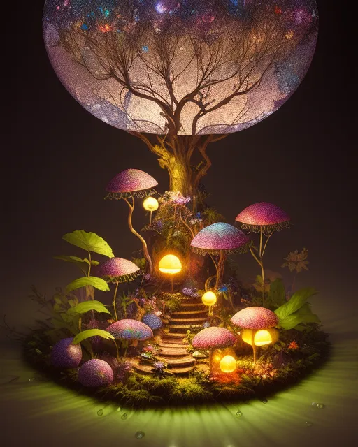 A fairy Forest colorful glowing 3d on - AI Photo Generator - starryai