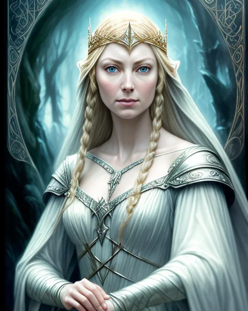 Galadriel, queen Lotlorién, fantasy - AI Photo Generator - starryai