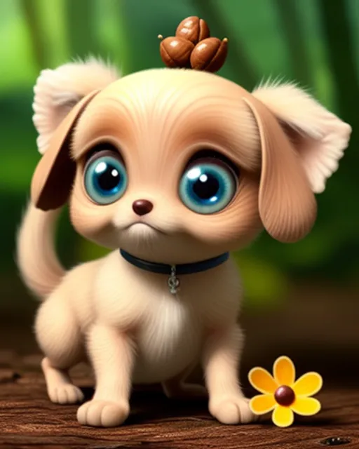 Cartoon Caricature, Adorable, Cute Baby Dog With - Starryai