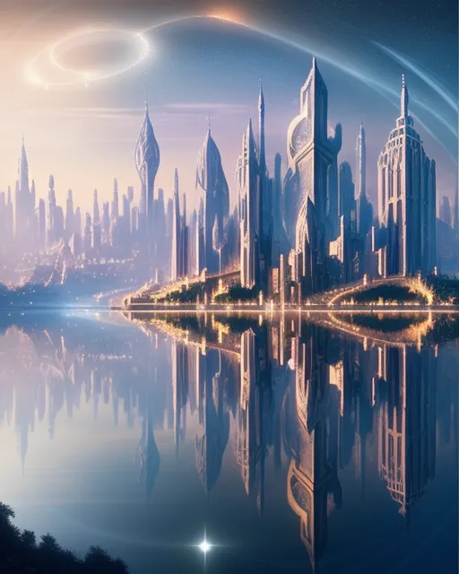 A “mystical utopian city on a day - Free AI Photo Generator - starryai