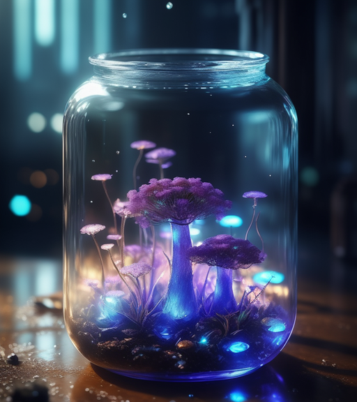 A bioluminescent mushroom inside - Free AI Photo Generator - starryai