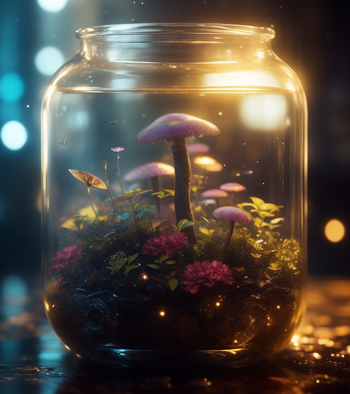 A bioluminescent mushroom inside - Free AI Photo Generator - starryai