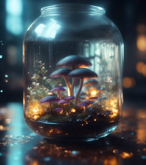 A bioluminescent mushroom inside - Free AI Photo Generator - starryai