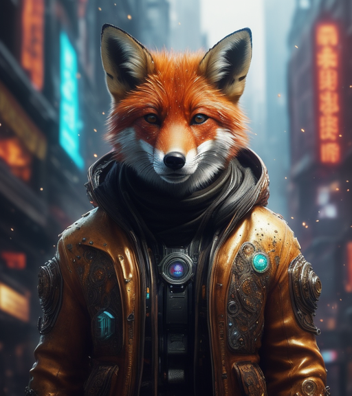 Cyberpunk Fox 🦊 - AI Photo Generator - starryai