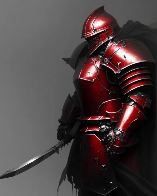 A very bulky armored blood knight - Free AI Photo Generator - starryai