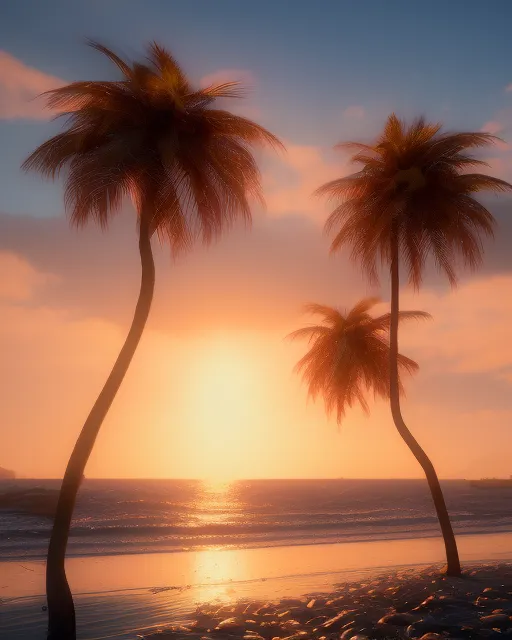 A beautifull sunset from the beach, palm trees, orange light, beatifull, pure nature