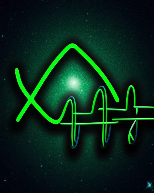 This is for a logo. The upper case letter “X” connected to a normal sinus rhythm- the same as what is found in an EKG on a heart monitor. The X represents the life. Cosmic themed space background that is ultra high definition. 4D. 4K. High resolution. Great qualities. The color of the X sign wave is bright neon green