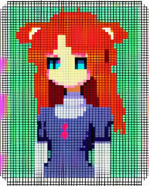 Cute Anime Girl Pixel Image Stock Vector - Illustration of pattern, figure:  221609481