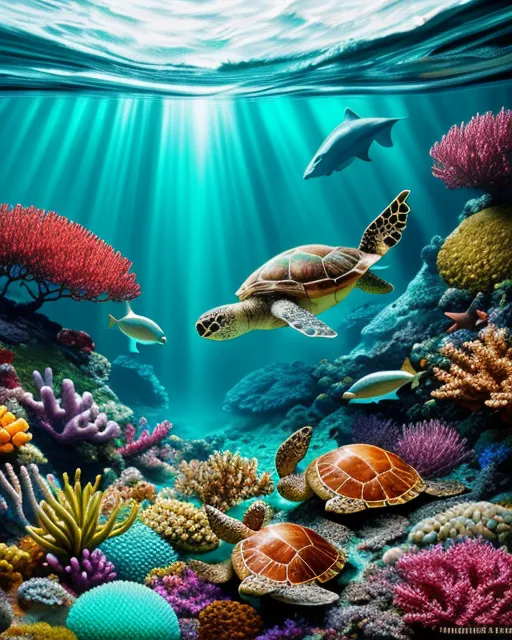 oil painting underwater scene plants AI Photo Generator starryai