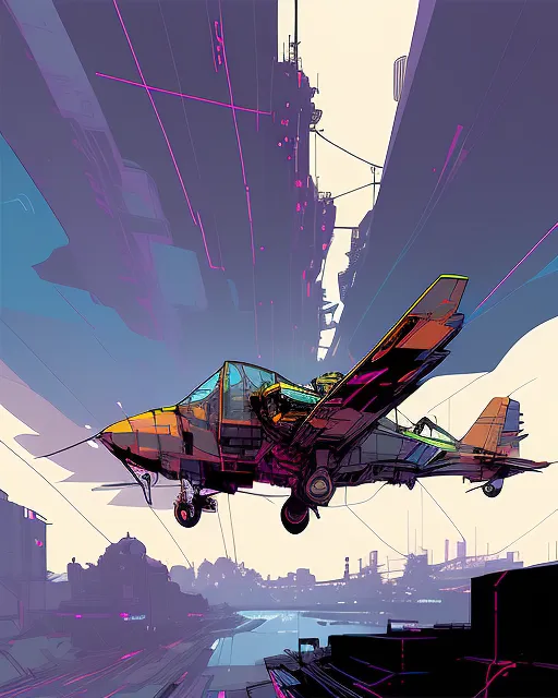 A huge futuristic plane with tons of people flying over a deserted and depressing world, 