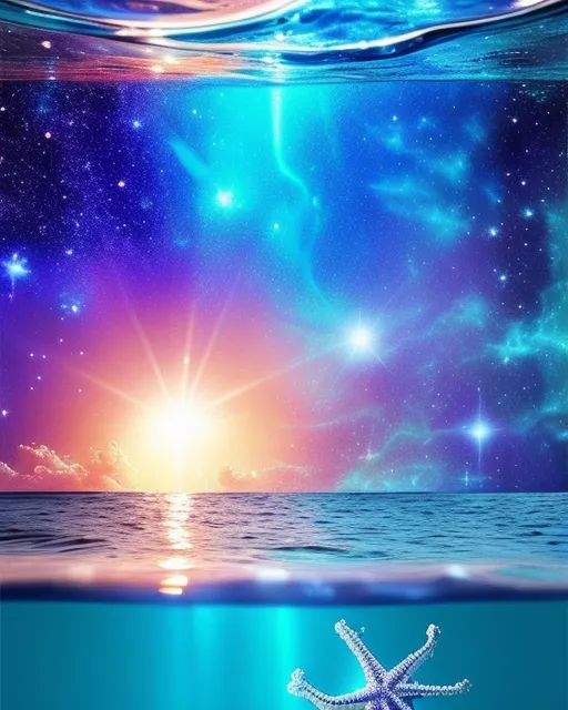Galaxy water transparent Sea - Free AI Photo Generator - starryai