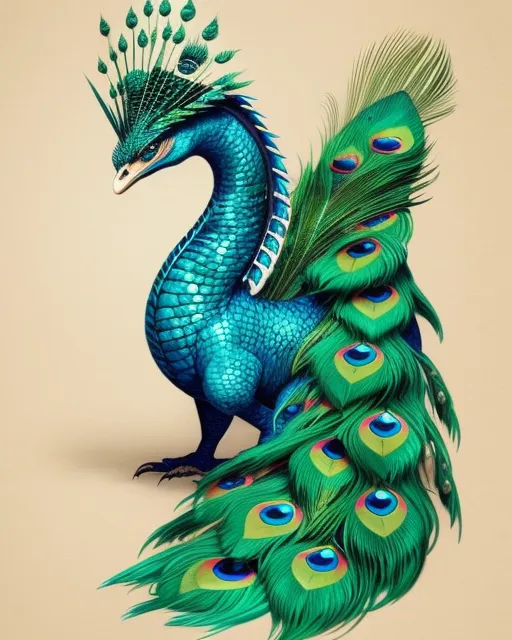Dragon peacock feathers - Free AI Photo Generator - starryai