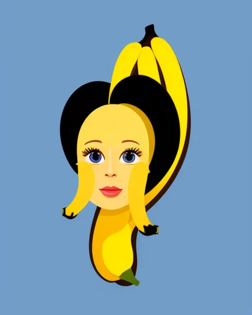 a banana, 2d vector illustration portrait,  beautiful,  vibrant,  digital art