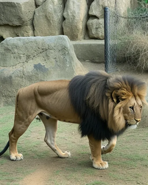 African lion in a zoo