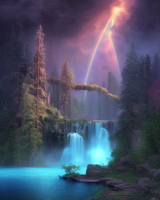 Shooting stars waterfalls a cube, - Free AI Photo Generator - starryai