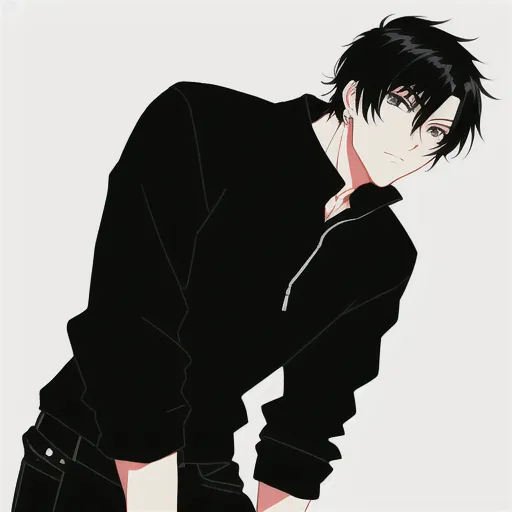 A anime boy that haves black hair and blue eyes and... | OpenArt