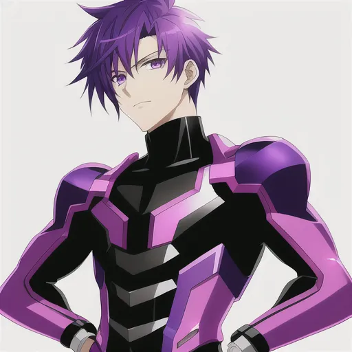 Premium AI Image | An anime boy with long hair purple background