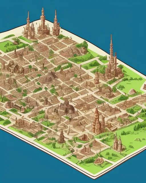 Detailed map a medevil city - Free AI Photo Generator - starryai
