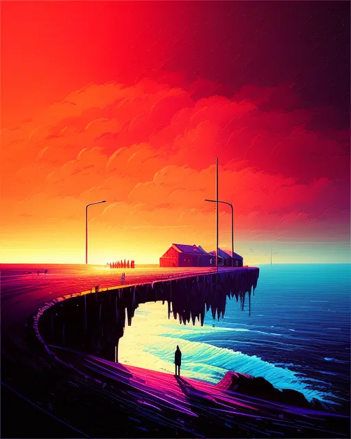 Wallpaper : Aenami, digital art, artwork, illustration, cityscape, city,  sunset, river, clouds, bridge, architecture, building, 4k 3840x2160 -  HoshiSolitude - 2229182 - HD Wallpapers - WallHere