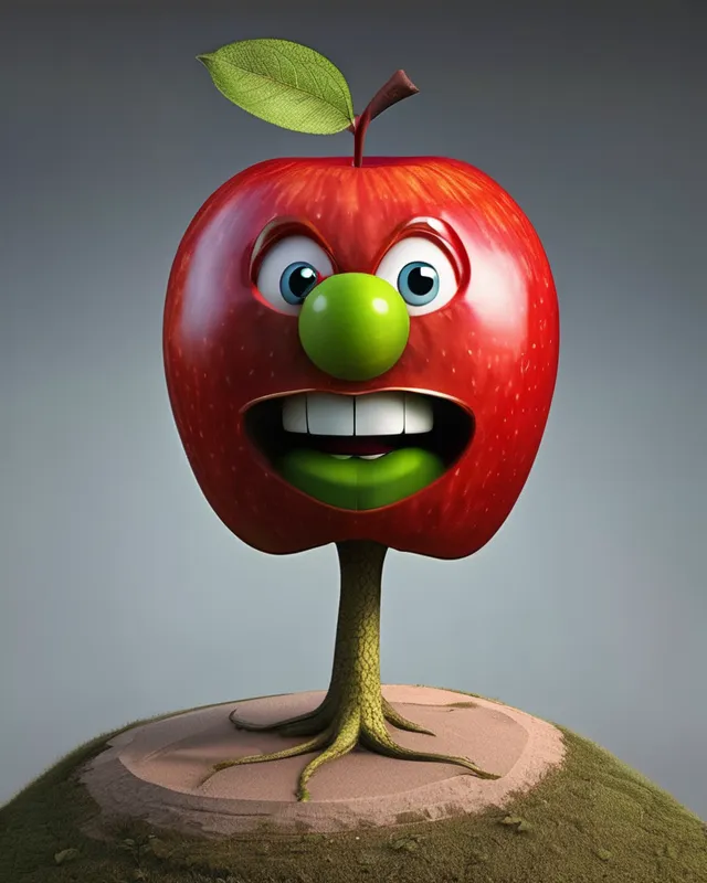 Living apple with face