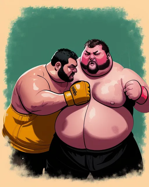 A fight between a gross fat rich man beating a poor skinny one, digital painting ,  digital illustration,  extreme detail,  digital art,  4k,  ultra hd, digital painting