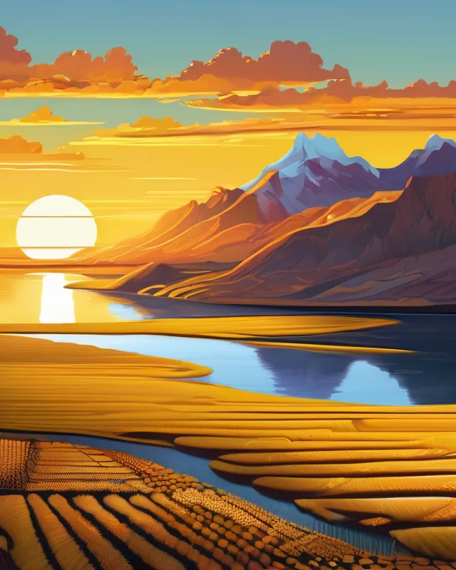 land sun that melts like honey - Free AI Photo Generator - starryai
