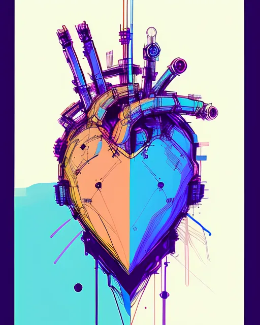 Anatomically correct human heart colorful and graphic and unique 