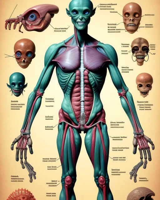 Detailed Anatomy Alien - Free AI Photo Generator - starryai