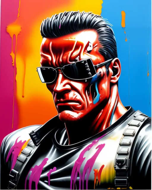 Terminator T-800 Realistic Art, Splash - AI Photo Generator - starryai