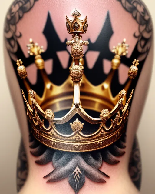 Crown of a king  hyper detail  realistic 4k tattoo