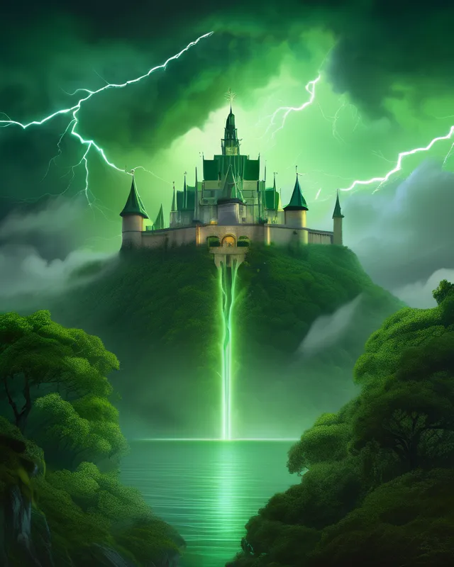 Castle overlooking Lake Tears - Free AI Photo Generator - starryai