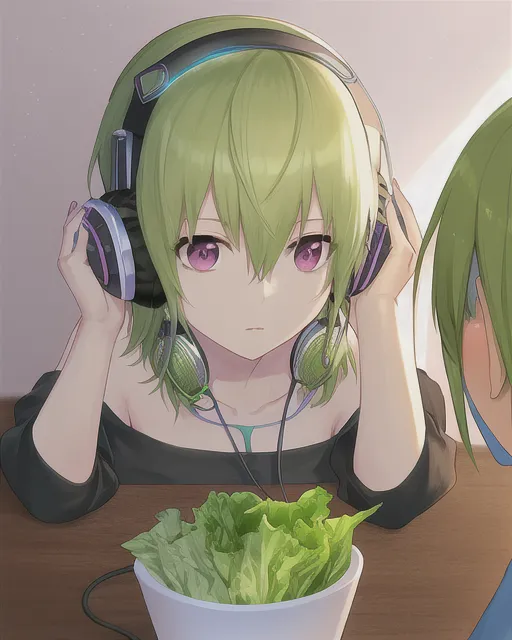 Lettuce girl listening to music 