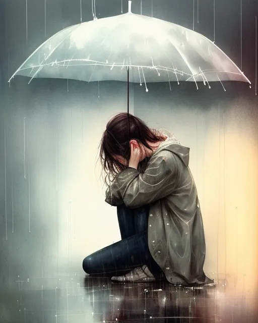 sad girl in rain cover photos