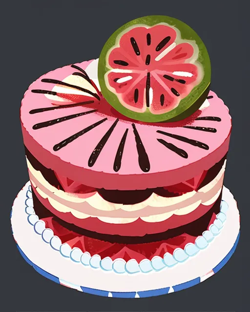 A delicious birthday cake made of watermelon