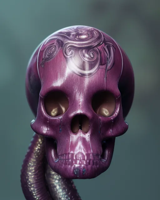 glossy shiny skull, kraken, flowers, ivy, painting, ultra sharp, highly detailed, full size --testp --upbeta