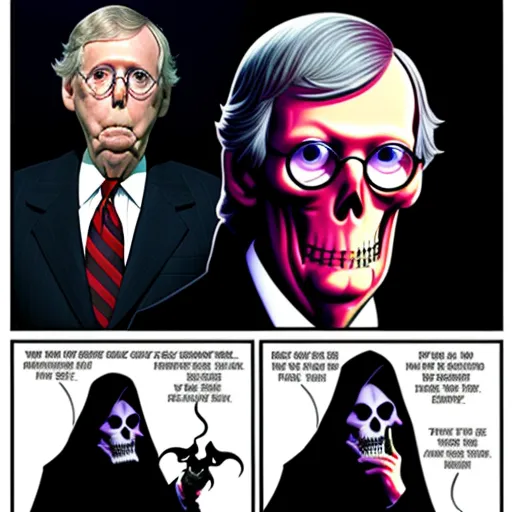 Mitch McConnell running scared from Grim Reaper and Satan