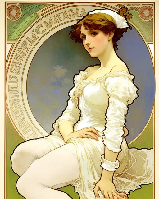 Woman white stockings - AI Photo Generator - starryai