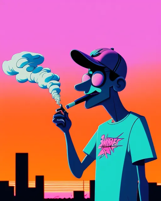 Cartoon guy smoking 