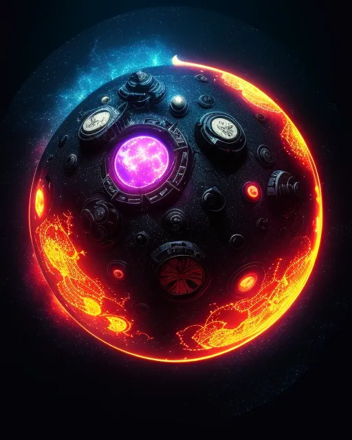 A cosmic moon, flames stars , - Free AI Photo Generator - starryai