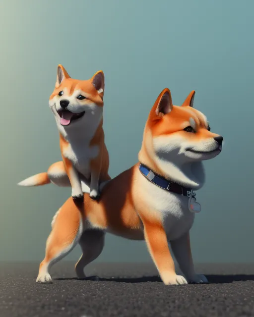 Shiba inoo wit a litl pupee