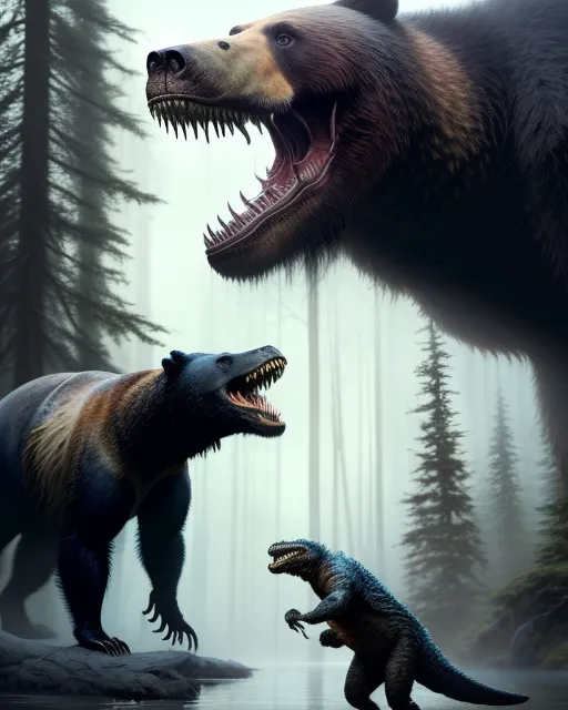 A bear fitting a T. rex