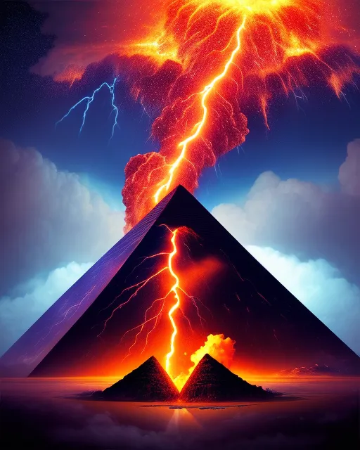 Volcano erupting lightning out it - Free AI Photo Generator - starryai